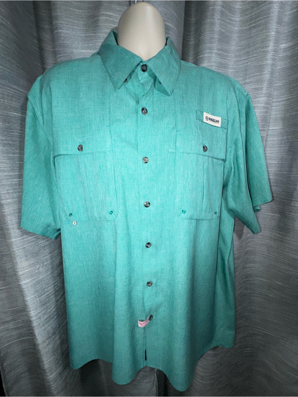 Magellan Aransas Pass Men’s Short-Sleeve Button Performance Shirt - Teal XL